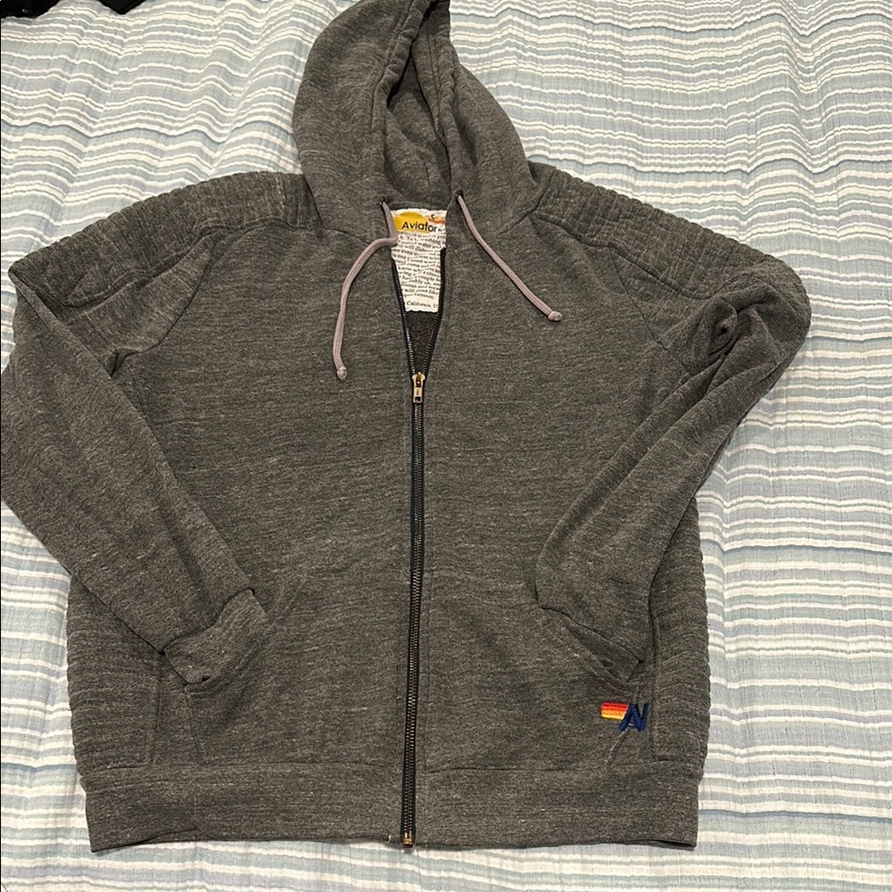 Aviator Nation grey zip Hoodie Sz S- this is a men’s style but it can be unisex